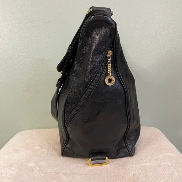 PERLINA New York Womens Shoulder Crossbody Bag Handbag HOBO Leather Black Casual - Picture 5 of 11